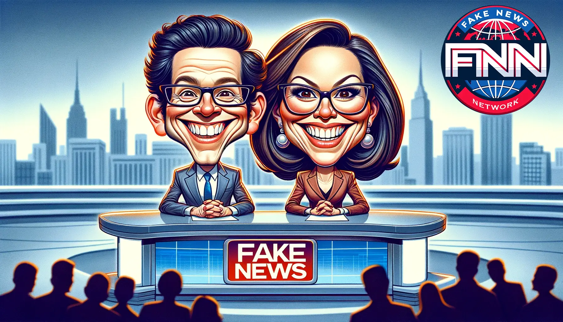 fake news anchors at the fake news network